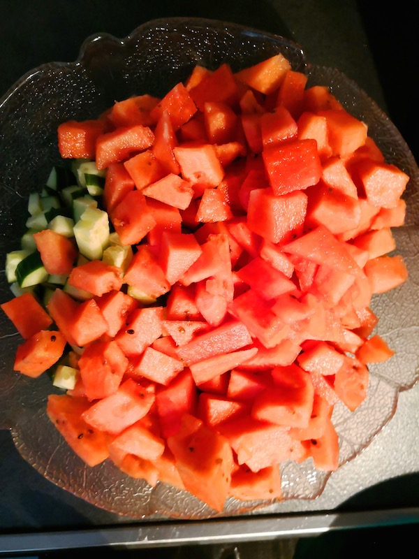 Melone-Feta-Nudelsalat